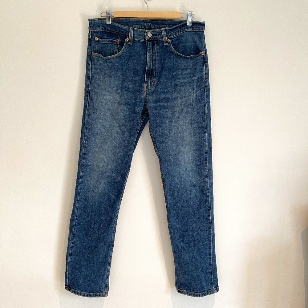 Levi Strauss Men 505 Red Tab Blue Stretch Straight Leg Denim Jeans Size W34/L32